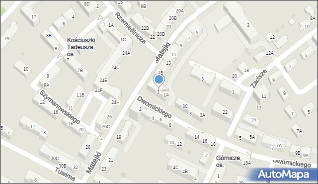 Jaworzno, Dwornickiego Stefana, 1B, mapa Jaworzno