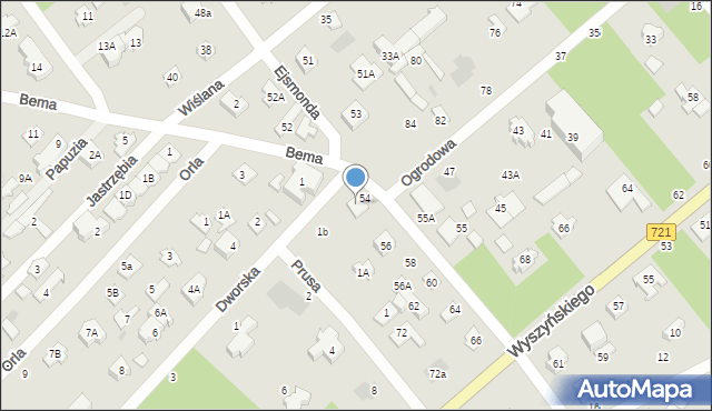 Józefów, Dworska, 1a, mapa Józefów