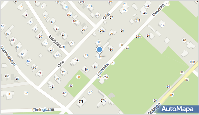 Józefów, Dworska, 32, mapa Józefów