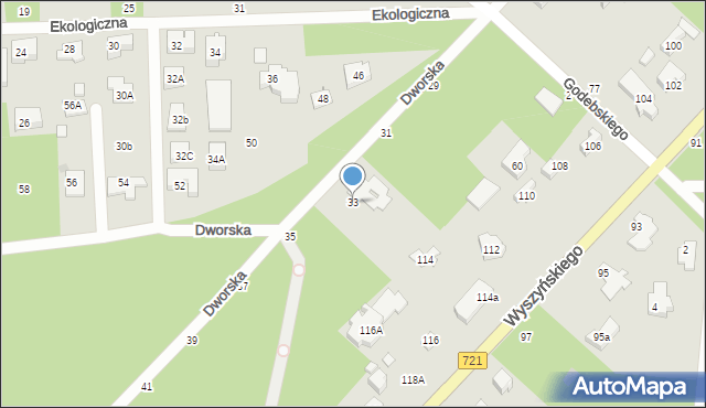 Józefów, Dworska, 33, mapa Józefów
