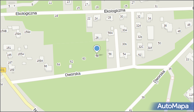 Józefów, Dworska, 58, mapa Józefów