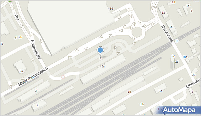 Kalisz, Dworcowa, 1, mapa Kalisza