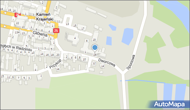 Kamień Krajeński, Dworcowa, 1A, mapa Kamień Krajeński