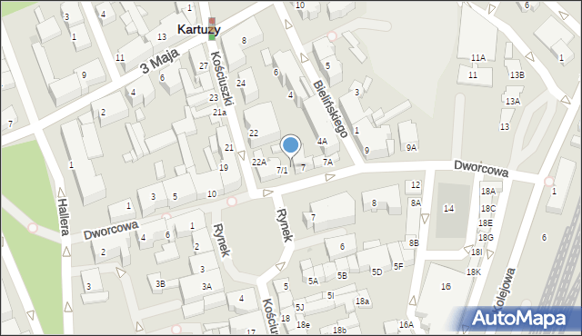 Kartuzy, Dworcowa, 7/2, mapa Kartuzy