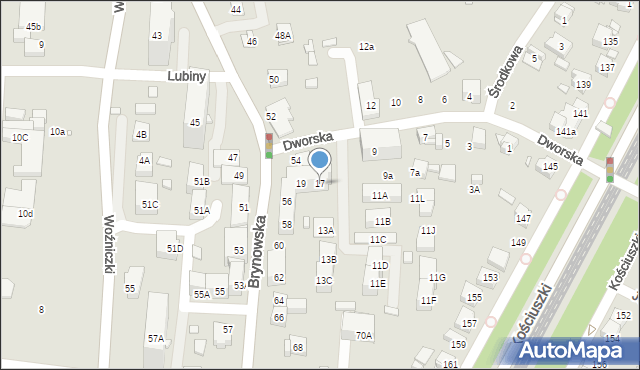 Katowice, Dworska, 17, mapa Katowic