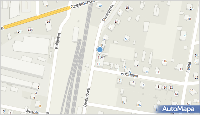 Kłomnice, Dworcowa, 11A, mapa Kłomnice