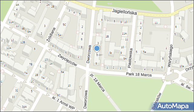 Kołobrzeg, Dworcowa, 7, mapa Kołobrzegu