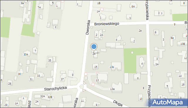 Konstancin-Jeziorna, Dworska, 24, mapa Konstancin-Jeziorna