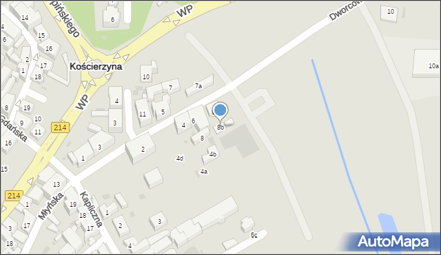 Kościerzyna, Dworcowa, 8b, mapa Kościerzyna