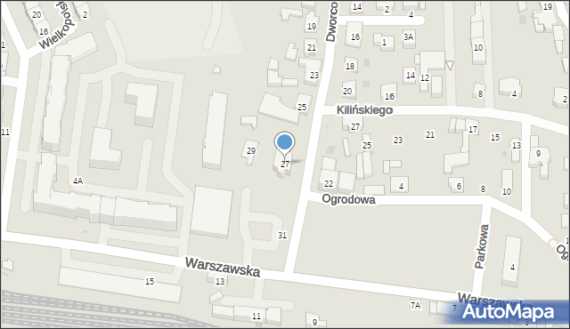 Kostrzyn, Dworcowa, 27, mapa Kostrzyn