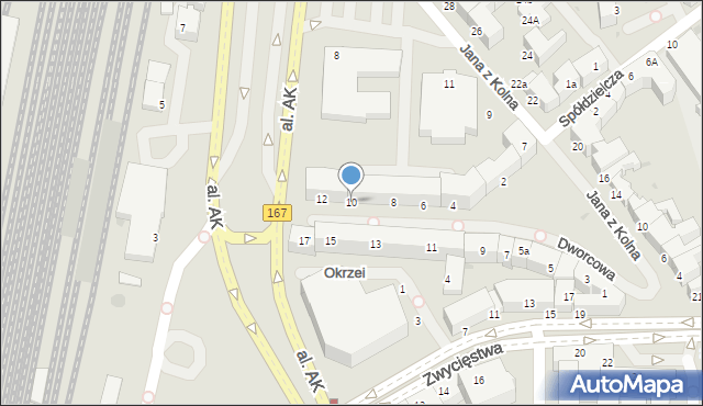 Koszalin, Dworcowa, 10, mapa Koszalina