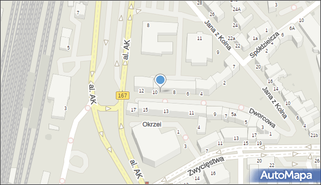 Koszalin, Dworcowa, 10a, mapa Koszalina