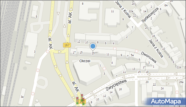 Koszalin, Dworcowa, 13, mapa Koszalina