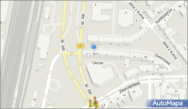 Koszalin, Dworcowa, 15, mapa Koszalina