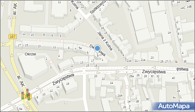Koszalin, Dworcowa, 3, mapa Koszalina