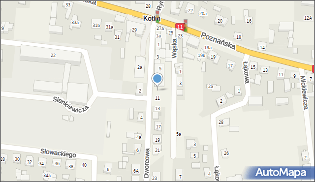 Kotlin, Dworcowa, 9, mapa Kotlin