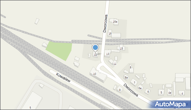 Kowalew, Dworcowa, 12, mapa Kowalew