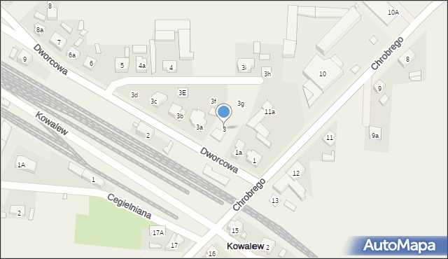 Kowalew, Dworcowa, 3, mapa Kowalew