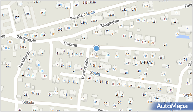 Kraków, Dworna, 16, mapa Krakowa