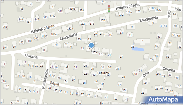 Kraków, Dworna, 17, mapa Krakowa