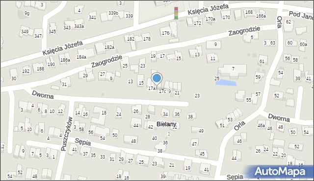 Kraków, Dworna, 17b, mapa Krakowa