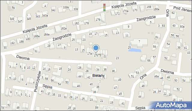 Kraków, Dworna, 17c, mapa Krakowa