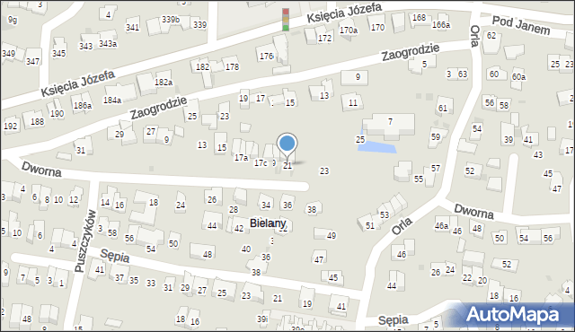 Kraków, Dworna, 21, mapa Krakowa