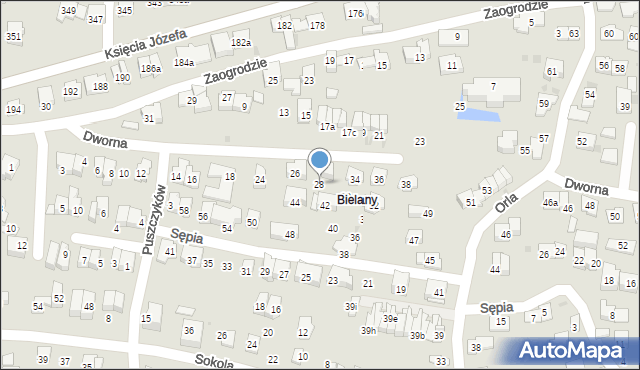 Kraków, Dworna, 28, mapa Krakowa