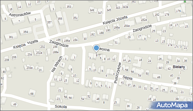 Kraków, Dworna, 4, mapa Krakowa