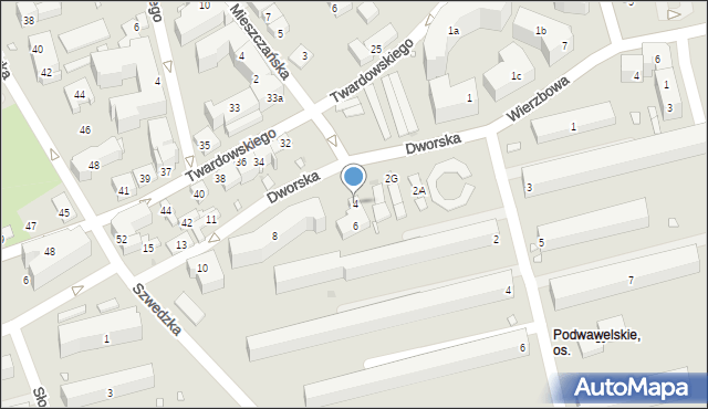 Kraków, Dworska, 4, mapa Krakowa