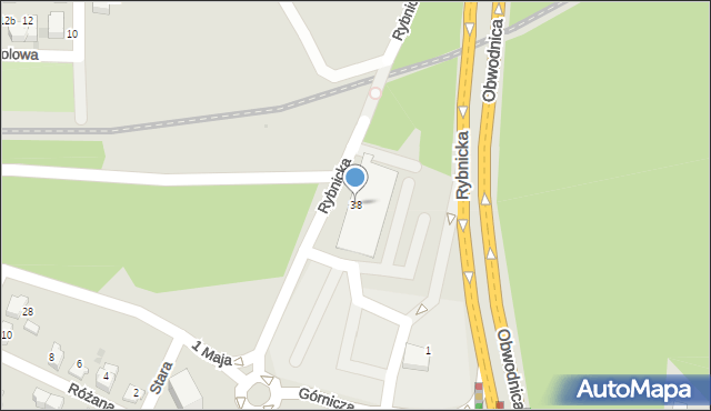 Łaziska Górne, Dworcowa, 38, mapa Łaziska Górne