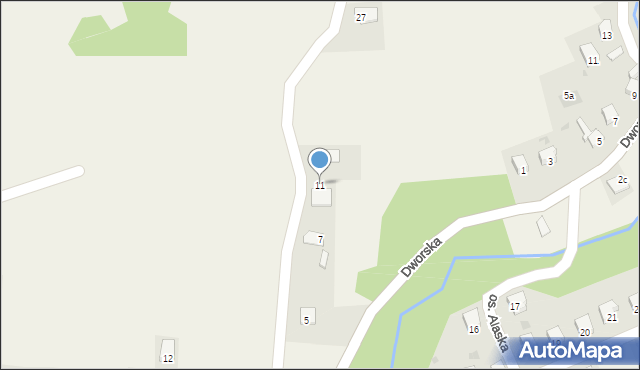 Łękawica, Dworska, 11, mapa Łękawica