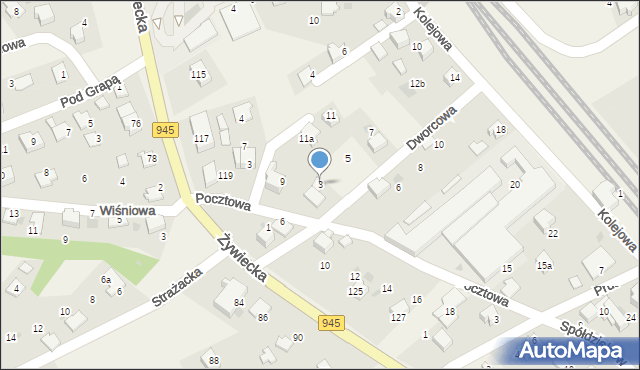 Łodygowice, Dworcowa, 3, mapa Łodygowice