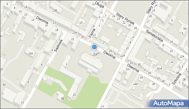 Łomża, Dworna, 22A, mapa Łomży