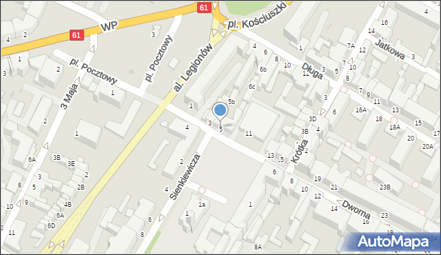 Łomża, Dworna, 5A, mapa Łomży