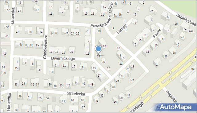 Lublin, Dwernickiego Józefa, gen., 28, mapa Lublina