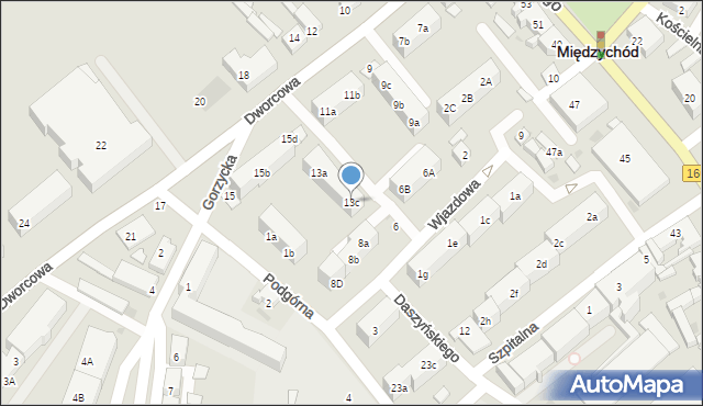 Międzychód, Dworcowa, 13c, mapa Międzychód