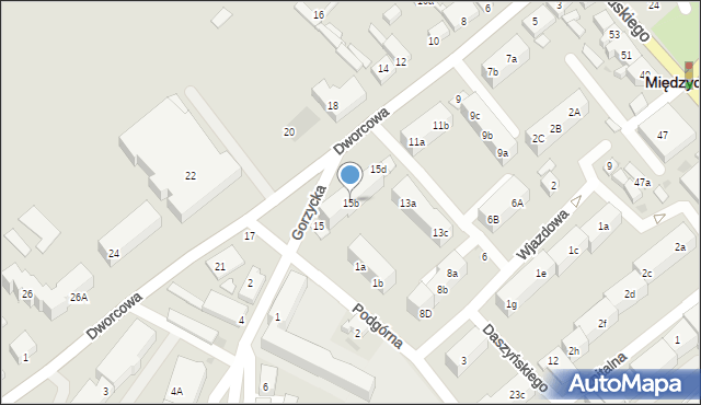 Międzychód, Dworcowa, 15b, mapa Międzychód