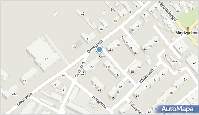 Międzychód, Dworcowa, 15d, mapa Międzychód