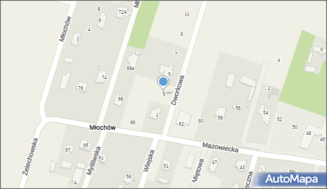 Młochów, Dworkowa, 3, mapa Młochów