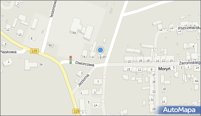 Moryń, Dworcowa, 2, mapa Moryń