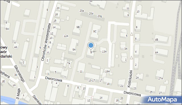 Nowy Dwór Gdański, Dworcowa, 9, mapa Nowy Dwór Gdański