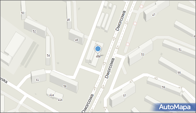 Olsztyn, Dworcowa, 48a, mapa Olsztyna