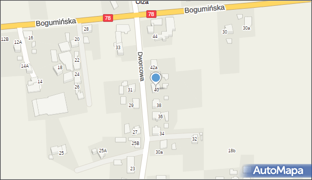 Olza, Dworcowa, 40, mapa Olza