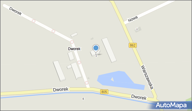 Osieck, Dworek, 1, mapa Osieck