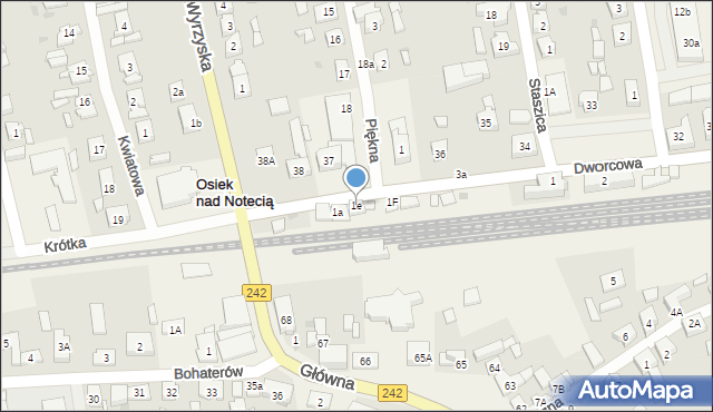 Osiek nad Notecią, Dworcowa, 1e, mapa Osiek nad Notecią