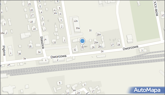 Osiek nad Notecią, Dworcowa, 31, mapa Osiek nad Notecią