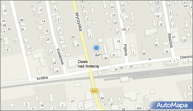 Osiek nad Notecią, Dworcowa, 38A, mapa Osiek nad Notecią