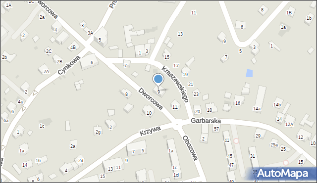 Oświęcim, Dworcowa, 9, mapa Oświęcimia