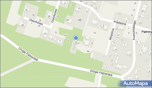 Palmiry, Dworkowa, 7, mapa Palmiry